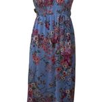WAYF  Botanical Flyaway Cornflower Blue Floral Women’s Sleeveless Maxi Dress Lrg Photo 1
