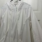 Athleta  Packable White Perforated Windbreaker Rain Hooded Jacket - Size Small Photo 2