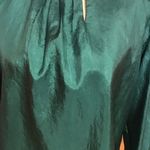 Vintage Teal Satin Blouse | Long Sleeve Keyhole Neckline Draped Top Size 8 Photo 3