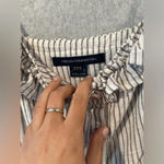 French Connection  Button Front Laich Striped RuffledTrim Midi Size Medium G0781 Photo 3