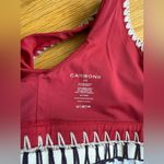 Carbon38 La Plage Crochet Banded Sports Bra, Red/Nude/Silver, Sz XS Red Photo 4