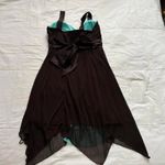 Y2K brown and turquoise dress with handkerchief hem and a bow in the back Blue Photo 3