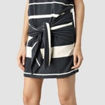 All Saints Chan Cream & Black Stripe Cotton Sweatshirt Mini Dress Tie Waist‎ S Photo 0