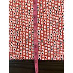 Clara Sun Woo Geometric Print Shirt Blouse Top Large Flowy Stretch Office Church Red Photo 8