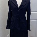 Escada Vintage Pinstripe Skirt & Blazer Set Sz 10 Lightweight Fitted Designer Photo 0