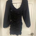 Pretty Little Thing black balloon sleeve, roused body con, zipper back,  NWT Photo 0