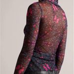 Ted Baker Top Kamill Printed Mesh Long Sleeve Butterfly Kaleidoscope Sz 8 Photo 1