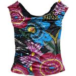 Desigual  Tank Top Ruching Medium Boho Euro Funky Graphic Boho Flowers Sleeveless Photo 0