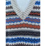 Vintage Style Knit Acrylic Striped Tan Ribbed V Neck Sweater Vest Size M Photo 4