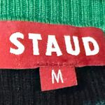 STAUD  Ken Striped Roll Neck Merino Wool Sweater Blue, Black, Green -  Medium Photo 5