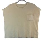 Sleeveless Knit Sweater Vest Top Pocket Casual Layering Cream Butter Yellow Sz L Size L Photo 0