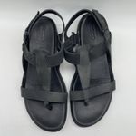 Ecco Womens 8 Sandals Black Leather Strappy Comfort Flats Shoes Back Strap Photo 3