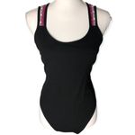 Victoria's Secret Victoria’s Secret Sport Black Ribbed Criss Cross Strappy Logo Bodysuit Photo 81