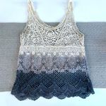 American Eagle Outfitters Cream Navy Dip Dye Crocheted Tank Top Swim Cover Up XS Photo 0