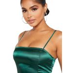 Pretty Little Thing  size 4 Emerald Green Satin Strappy mini Bodycon Dress Photo 1