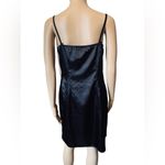 Joseph Ribkoff Vintage 90s Satin Silky Goth Glam Little Black Mini Slip Dress Photo 3