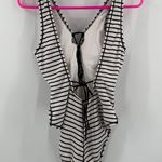 Robin Piccone Swimsuit SZ 8 NEW Sailor Stripe LaceUp One Piece B&W Nautical NWOT Photo 4