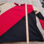 American Vintage KL Collection Vintage Size Medium M Acrylic Vintage Block Print Red Beige Black Photo 5