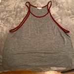 Garage Grey Crop Top With Maroon Trimming  Photo 0