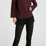 ZARA Burgundy Long Top with Black Fringe Hem Funky Groovy Tunic size Medium Photo 2