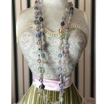 Vintage PASTEL PINK, BLUE, GREEN LUCITE FACETED BEAD NECKLACE Frosty 42" Long Photo 0