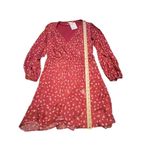 NWT Lauren Conrad Floral Faux Wrap Dress Red L Photo 3