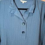 John Mark Pullover Button Blouse Tunic Oversized Lagenlook Blue Size Large Photo 2