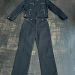 Women’s Vintage St. John Sport Black Denim 2 Piece Suit Jacket Trouser Pants 2 P Photo 0