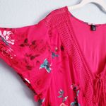 Torrid  Red Floral Gauze Lace Up Skater Mini Dress Photo 4