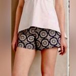 Elevenses Anthropologie  Blue and cream Floral High Waist Shorts Photo 1