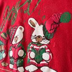 VINTAGE Hanes LARGE Red Joy to the World Ugly Christmas Sweater USA Long Sleeve Photo 5
