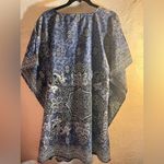 Blue Floral Swim Coverup colorful blue grey drawstring summer resortwear beach Size undefined Photo 7