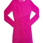 ASOS  Urban Revivo Pink Long Sleeve Slinky Mini Ruched Side Dress Size 6 Photo 0