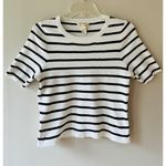 Happily Grey Sz L Striped White Black Crop Top Tee Shirt Stretch Pullover Blouse Size L Photo 6