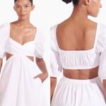 STAUD NWT Carina Cut Out Puff Sleeves Midi Dress Size XL White Romantic Feminine Photo 1