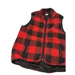 Entro VTG  Medium Buffalo Plaid Fleece Vest Red Black Lined Sherpa Full Zip 19x22 Photo 1