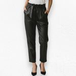 Avec Les Filles  Black Faux Leather Belted High Rise Straight Pants Size Medium Photo 2
