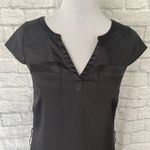 EXPRESS women XS black V-neck cap sleeve shift dress w/satin bottom Photo 2