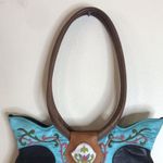 OOVOO silk and leather hand embroidered shoulder bag tote purse Photo 2