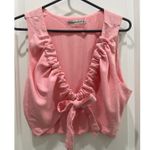 Abercrombie & Fitch Pink Cropped Tie Front Linen Top M Photo 0