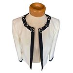 Tahari   Arthur S. Levine size 6 WHITE-BLACK SOLID SINGLE BUTTON JACKET Photo 0