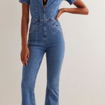 Free People  We The Free Jayde Flare Denim Jumpsuit Light Blue Wash Size XS Photo 0