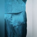 Nanette Lepore  Turquoise Three‎ Graces Linen Blend Satin Mini Dress NWOT Size 2 Photo 2