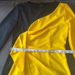 Women’s Black & Yellow Asymmetrical Ruffled Front Midi Dress 3/4 Sleeve Size M Size M Photo 6