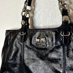 Coach Carryall Madison Handbag Navy Patent Leather Silver Logo Photo 1