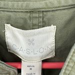 Caslon  Size Medium Petite Jacket Olive‎ Green Button Up Peplum Flare Long Sleeve Photo 2