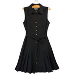 Sharagano NWT Natural Pleated Hem Shirtdress Black Button Front Tie Waist sz 10 Photo 8