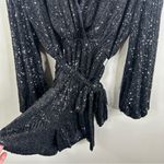 Jay Godfrey NEW  Belted Sequin Romper Womens 6 Black Long Sleeves Photo 3