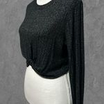 SO  | Charcoal Gray Knit Cropped Long Sleeve Twist Knot Long Sleeve Shirt Size L Photo 1