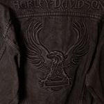 Harley Davidson Vintage Embossed Eagle Denim Jacket USA Made Motorcycles Adult M Photo 6